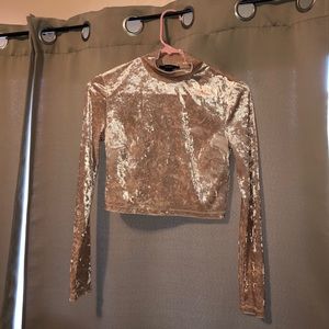 Pink Velvet Turtleneck Croptop